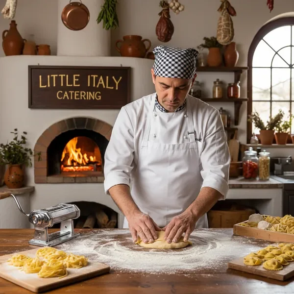 Chef preparing fresh pasta